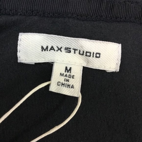 Max Studio Women's Black Velour Sweater Dress Medium NWT Striped Hoodie - Picture 4 of 5